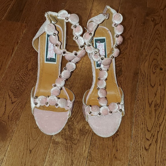 Cape Robbin Shoes - Cape robbin velvet blush pink ankle strap high hee